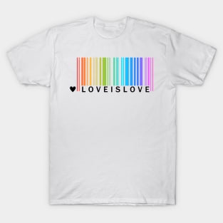 Love is Love - LGBTQA Pride tee rainbow barcode T-Shirt